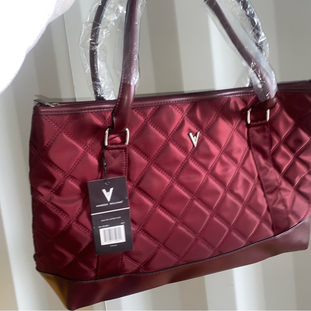 Vegan Leather Quilted Burgundy Tote